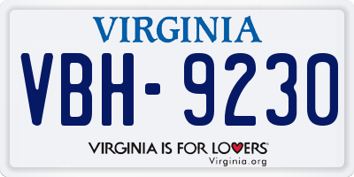 VA license plate VBH9230