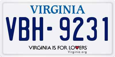 VA license plate VBH9231