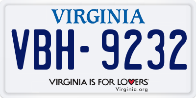 VA license plate VBH9232