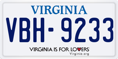 VA license plate VBH9233