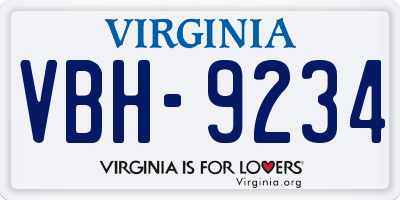 VA license plate VBH9234