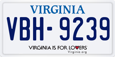 VA license plate VBH9239