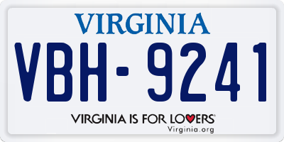 VA license plate VBH9241