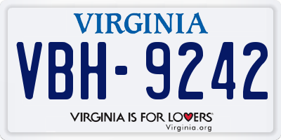 VA license plate VBH9242