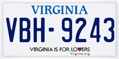 VA license plate VBH9243
