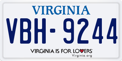 VA license plate VBH9244