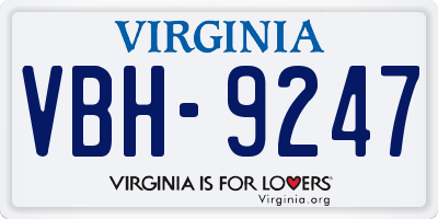 VA license plate VBH9247