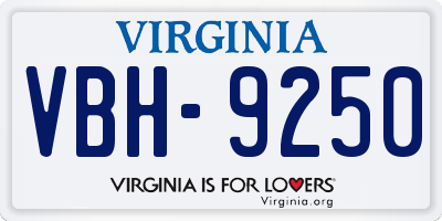 VA license plate VBH9250
