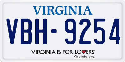 VA license plate VBH9254