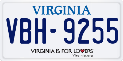 VA license plate VBH9255