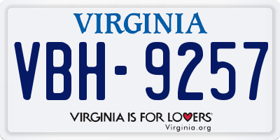 VA license plate VBH9257