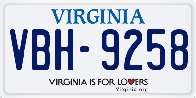 VA license plate VBH9258