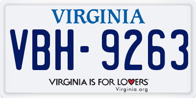 VA license plate VBH9263