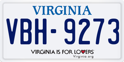 VA license plate VBH9273