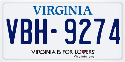VA license plate VBH9274