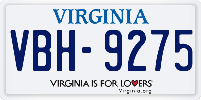 VA license plate VBH9275