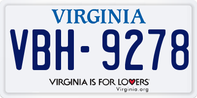 VA license plate VBH9278