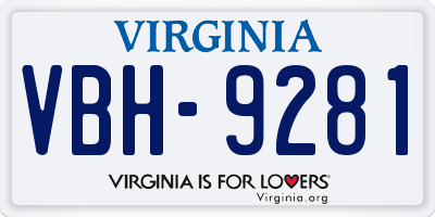 VA license plate VBH9281