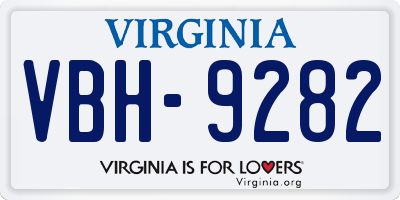 VA license plate VBH9282