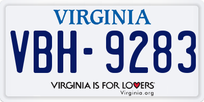 VA license plate VBH9283