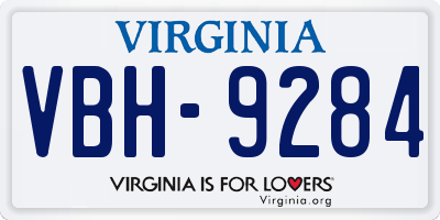 VA license plate VBH9284