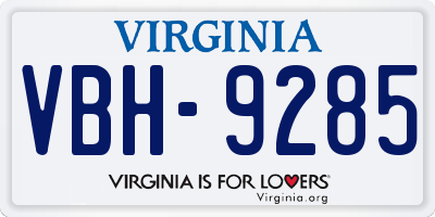 VA license plate VBH9285