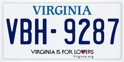 VA license plate VBH9287