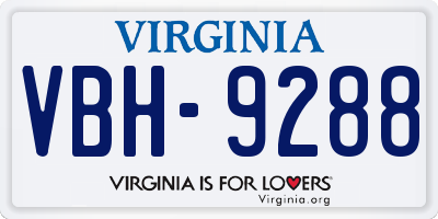 VA license plate VBH9288