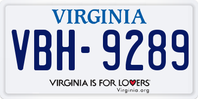 VA license plate VBH9289
