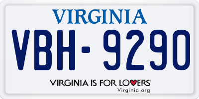VA license plate VBH9290
