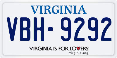 VA license plate VBH9292