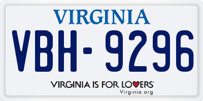 VA license plate VBH9296