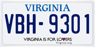 VA license plate VBH9301