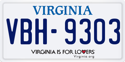 VA license plate VBH9303