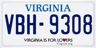 VA license plate VBH9308