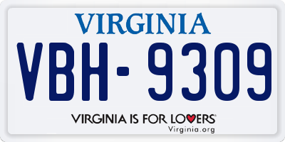 VA license plate VBH9309