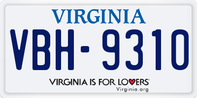 VA license plate VBH9310