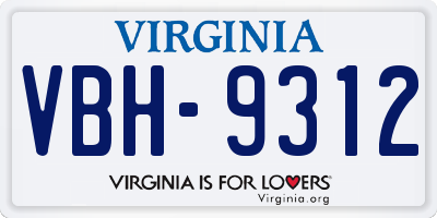 VA license plate VBH9312
