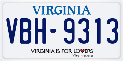 VA license plate VBH9313