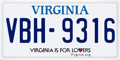 VA license plate VBH9316