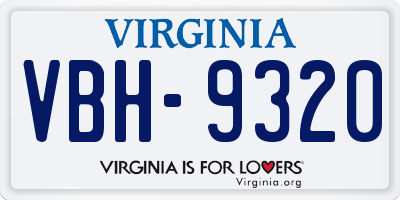 VA license plate VBH9320