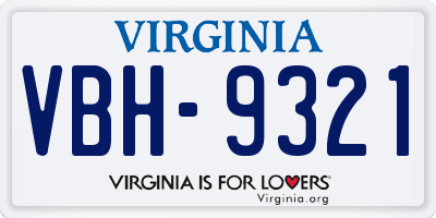 VA license plate VBH9321