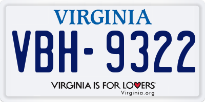 VA license plate VBH9322