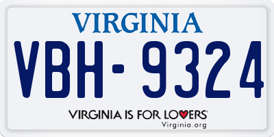 VA license plate VBH9324