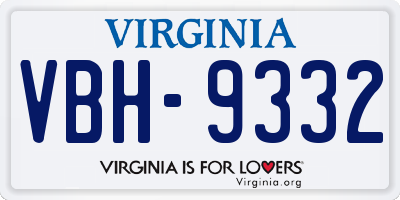 VA license plate VBH9332