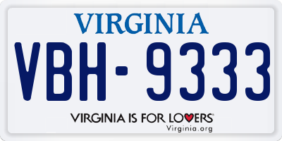 VA license plate VBH9333