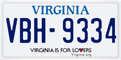 VA license plate VBH9334