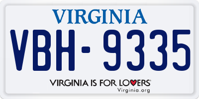 VA license plate VBH9335