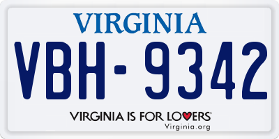 VA license plate VBH9342