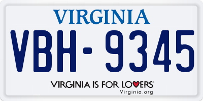 VA license plate VBH9345